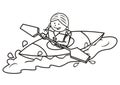 Kayak and girl, coloring book Royalty Free Stock Photo