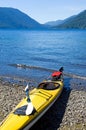 Kayak on glacier lake Royalty Free Stock Photo