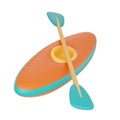 kayak isolated on light background,Camping equipment,3d rendering Royalty Free Stock Photo