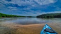 Kayak navigating Sand bars along the Wisconsin River Near Spring Green WI Royalty Free Stock Photo