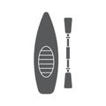 Kayak and oar top view vector icon symbol sport isolated on white background Royalty Free Stock Photo