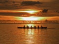 Kayak on the ocean at sunset Royalty Free Stock Photo