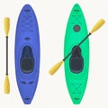 Kayak and paddle. Kayaking Water Sport, Outdoor Activities. Vector