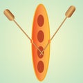 kayak with paddles. Vector illustration decorative design