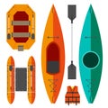 Kayak and raft boats Royalty Free Stock Photo