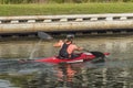 Kayak on river Labe in Roudnice town