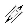 Kayak and rowing oar black simple icon Royalty Free Stock Photo