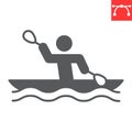 Kayak sprint sport glyph icon