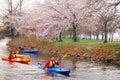 A kayak tour group in spring Royalty Free Stock Photo