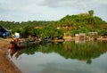 Lagoon entering the sea at Butre, Ghana Royalty Free Stock Photo