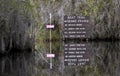 Canoe and kayak boat trail directional sign in the Okefenokee Swamp, Georgia USA Royalty Free Stock Photo