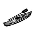 Kayak tribal art style engraved design vector illustration. Royalty Free Stock Photo