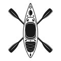 Kayak and two crossed paddles vector illustration