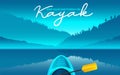 kayak vector illustration, kayaking water sport. Vector illustration