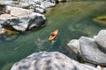 Kayaker on the Canrejal river in Pico Bonito national park