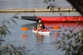 Kayaker with dog Royalty Free Stock Photo