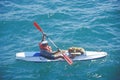 Kayaker and Dog in Water, Lake Casitas, Ojai, CA
