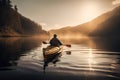kayaker exploring the serene and peaceful waters of a lake