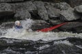 Kayaker At Hudson River White Water Derby In North Creek, NY
