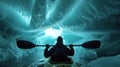 Kayaker in icy cave Royalty Free Stock Photo