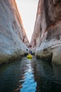 Kayaker paddling the calm waters of Lake Powell Utah Royalty Free Stock Photo