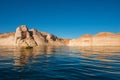 Kayaker paddling the calm waters of Lake Powell Utah Royalty Free Stock Photo