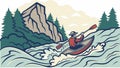 Kayaker in river rapids, adventurous water sport, vector design Generative AI Royalty Free Stock Photo