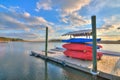 Kayaker`s Paradise with Dock at Sunset Royalty Free Stock Photo