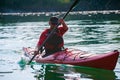 Kayaker silhouette at sunset