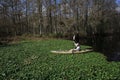 Kayaker stuck in a raft of Water Hyacinth on Fisheating Creek, Florida.