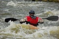 Kayaker training on a rough water. Royalty Free Stock Photo