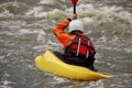 Kayaker training on a rough water. Royalty Free Stock Photo