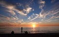 Kayaker Watching the Sunset over Lake Erie Royalty Free Stock Photo