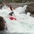 Kayaker in the waterfall Royalty Free Stock Photo