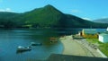 Kayakers amidst fishing boats in Bonne Bay Newfoundland Royalty Free Stock Photo