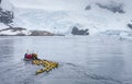 Kayakers in antarctic region