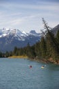 Kayakers on the Bow River Royalty Free Stock Photo