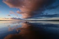 Kayakers on Coot Bay in Everglades National Park under dramatic sunset clouds. Royalty Free Stock Photo