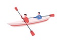 Kayakers flat color vector faceless character