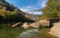 Kayakers at the New River Gorge Bridge in West Virginia