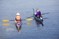 Kayakers paddling Royalty Free Stock Photo