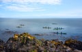 Kayakers in San Juan Islands Strait Washington Royalty Free Stock Photo