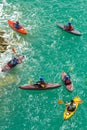 Kayakers on the sea