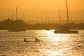 Kayakers at sunset Royalty Free Stock Photo