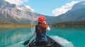 Kayaking around Emerald lake in Banff Canada Royalty Free Stock Photo