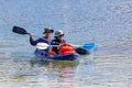 Kayaking on a Beautiful Winter`s Day Royalty Free Stock Photo