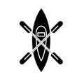 Kayaking boat black icon, vector sign on isolated background. Kayaking boat concept symbol, illustration