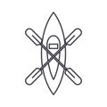 Kayaking boat line icon concept. Kayaking boat vector linear illustration, symbol, sign