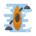 Kayaking boat vector illustration.