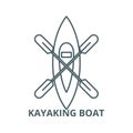 Kayaking boat vector line icon, linear concept, outline sign, symbol